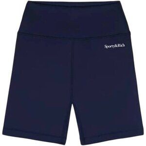 Sporty & Rich Biker Serif Logo Biker Short in Navy